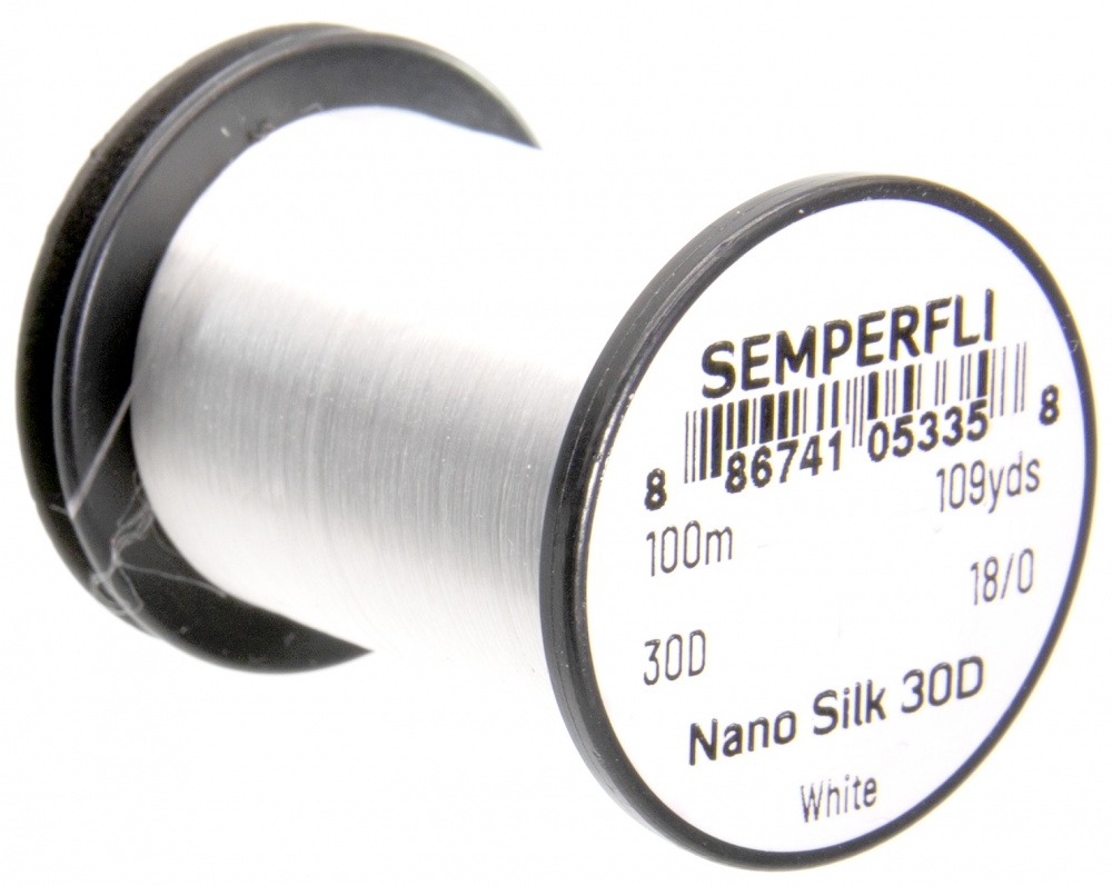 Semperfli Nano Silk Ultra 30D 18/0 White Gel Spun Polyethylene (GSP) Fly Tying Thread (Product Length 109 Yds / 100m)